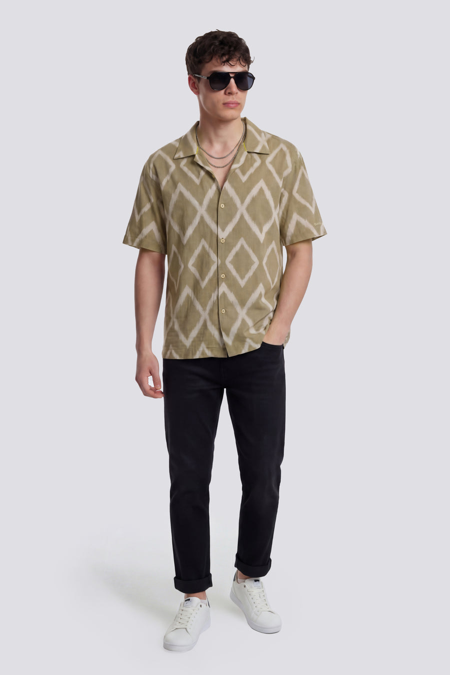 RESORT SHIRT REV 4874 - Men's brown relaxed fit shirt - main image
