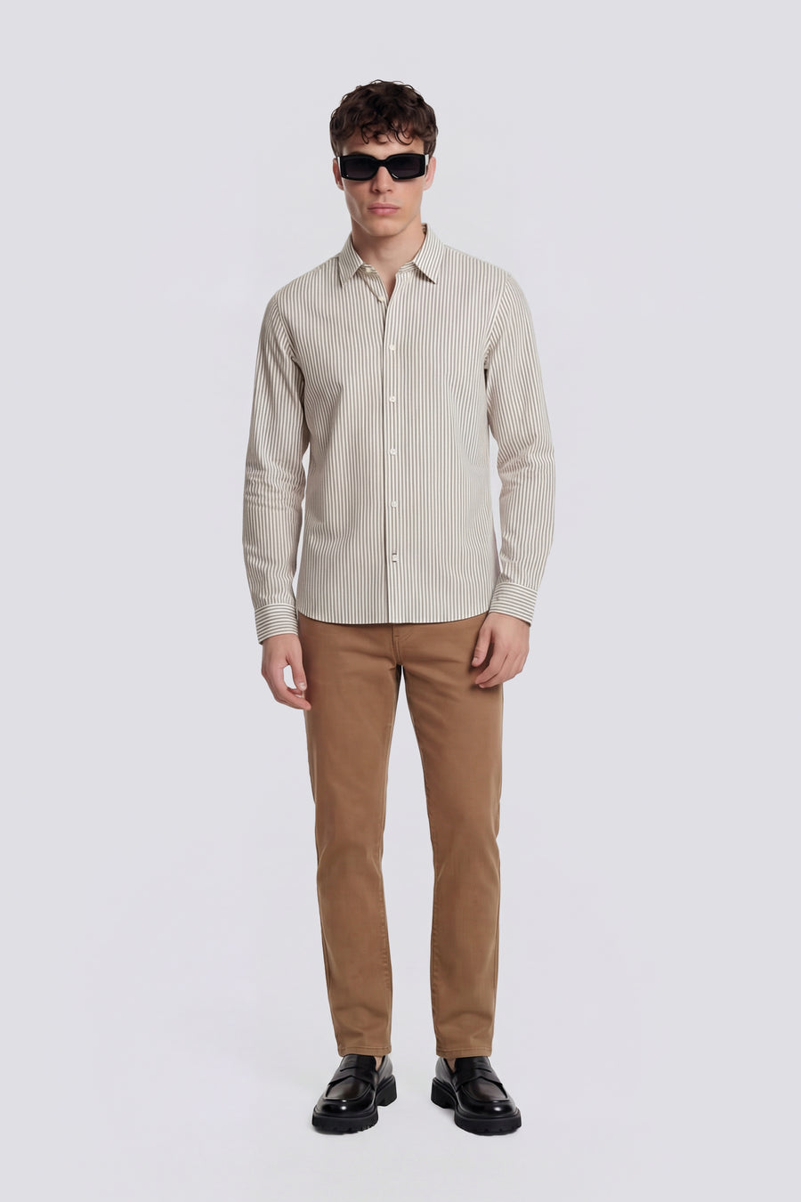 N. KIN/S ST38 - Men’s slim fit white striped shirt - main image