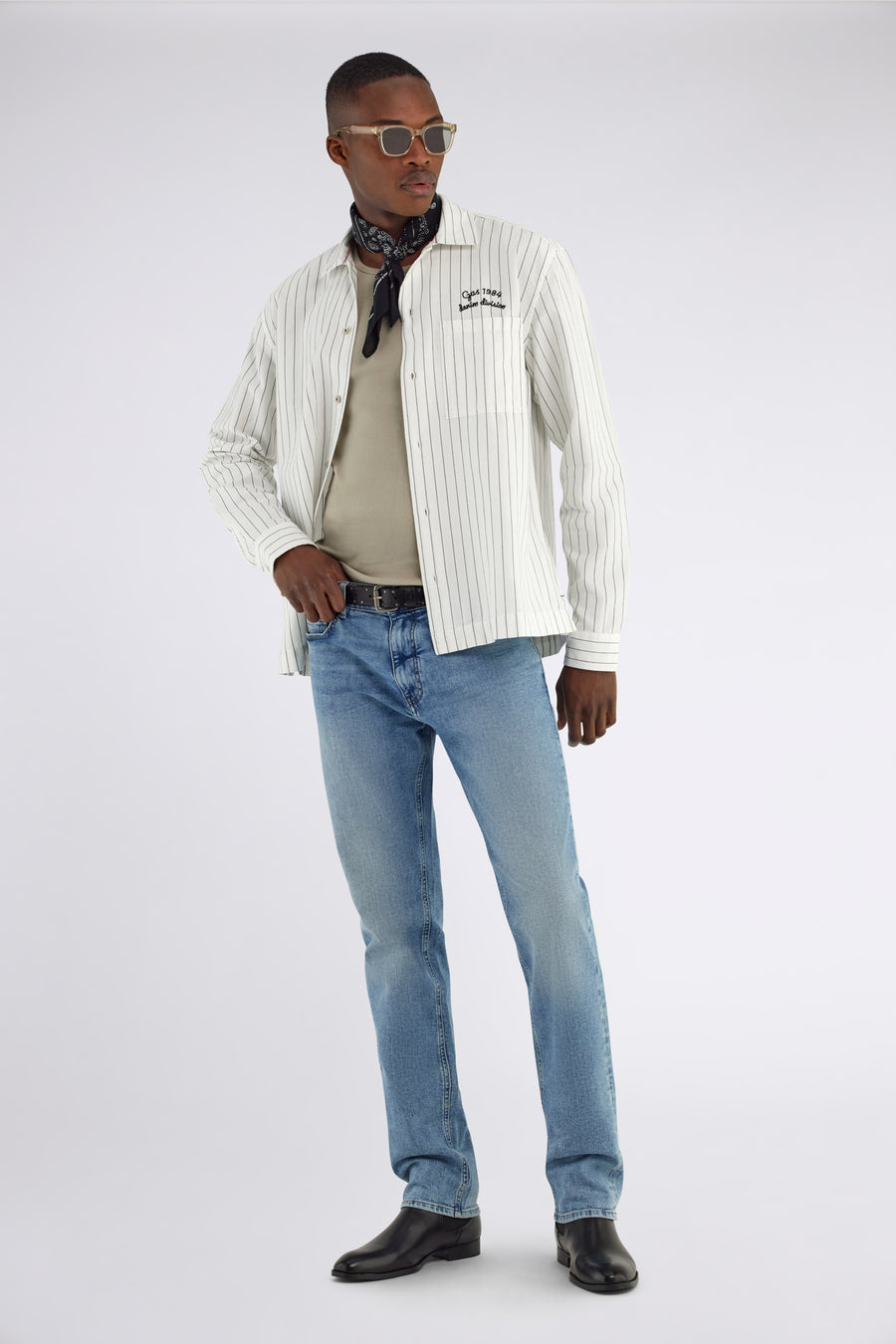 RACING WK SHIRT ST69 - Camicia a righe bianco/nere Uomo Relaxed Fit - main image