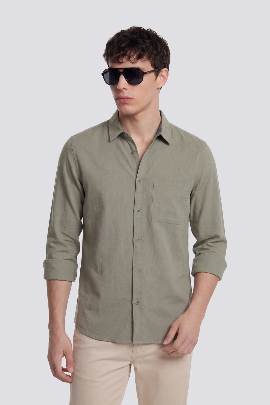 RIVIERA CF PKT 3930 - Men's regular fit green shirt - main image