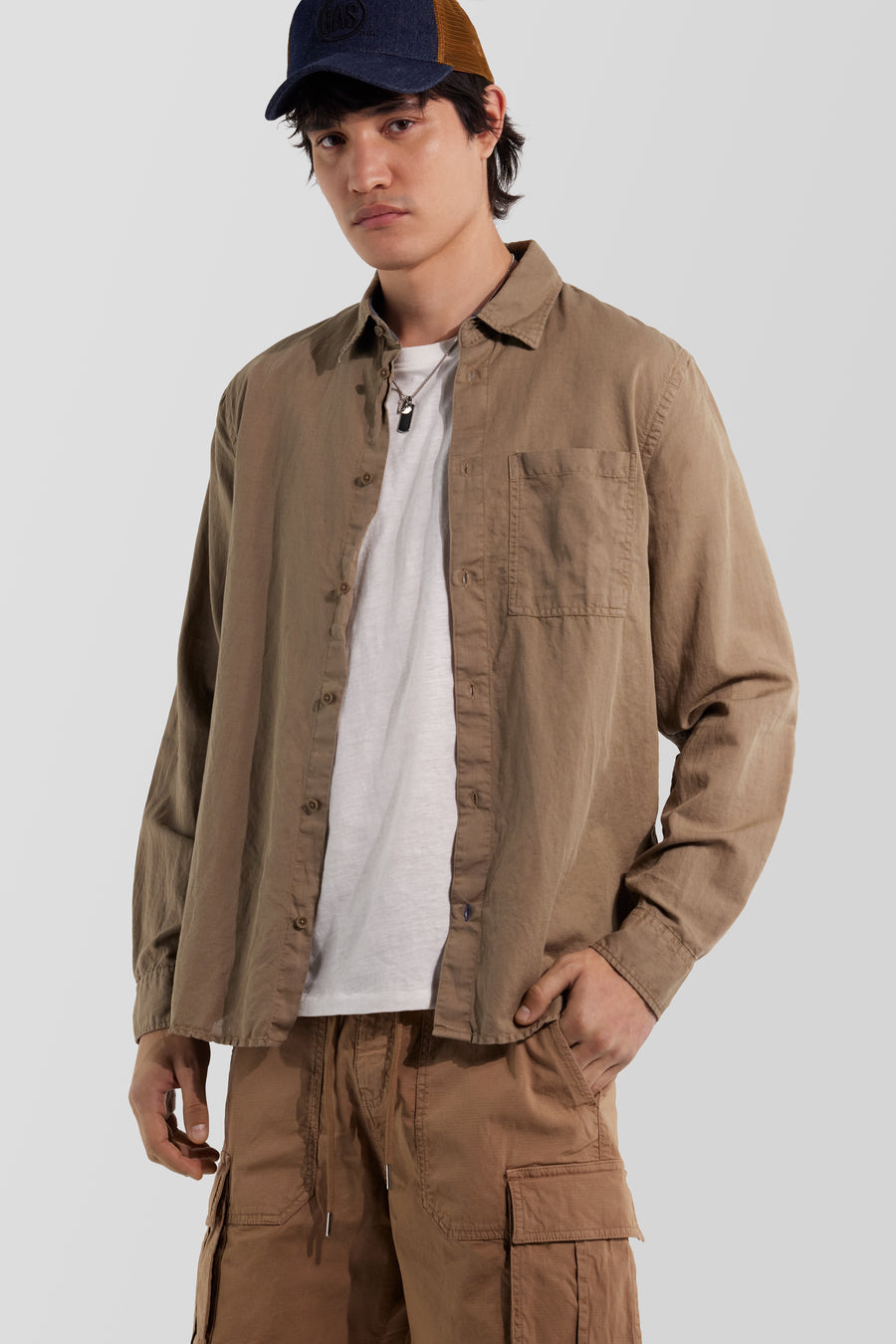 RIVIERA CF PKT 4856 - Men's brown regular fit shirt - main image