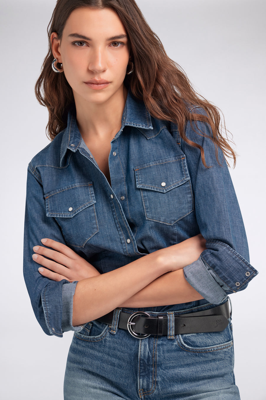LINDY SHIRT 13MM - Camicia in denim donna Slim Fit - main image