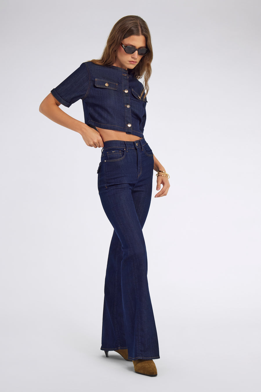 ELEN CROPED JACKET 10RO - Giubbino donna cropped in denim slim fit - main image