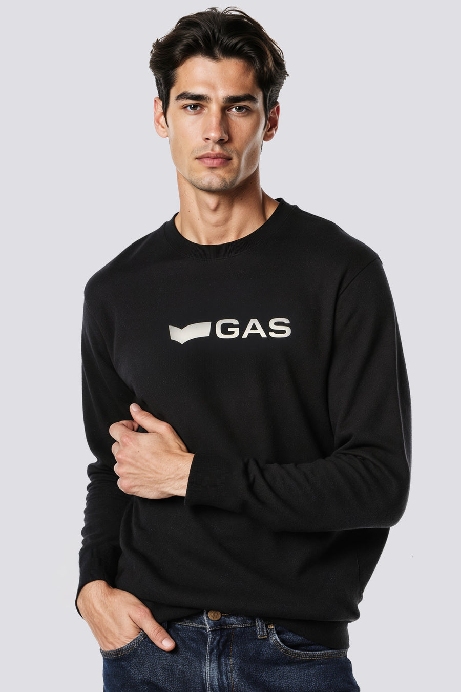 DHARIS M/L LOGO G. 0200 - Férfi Regular Fit fekete póló - main image