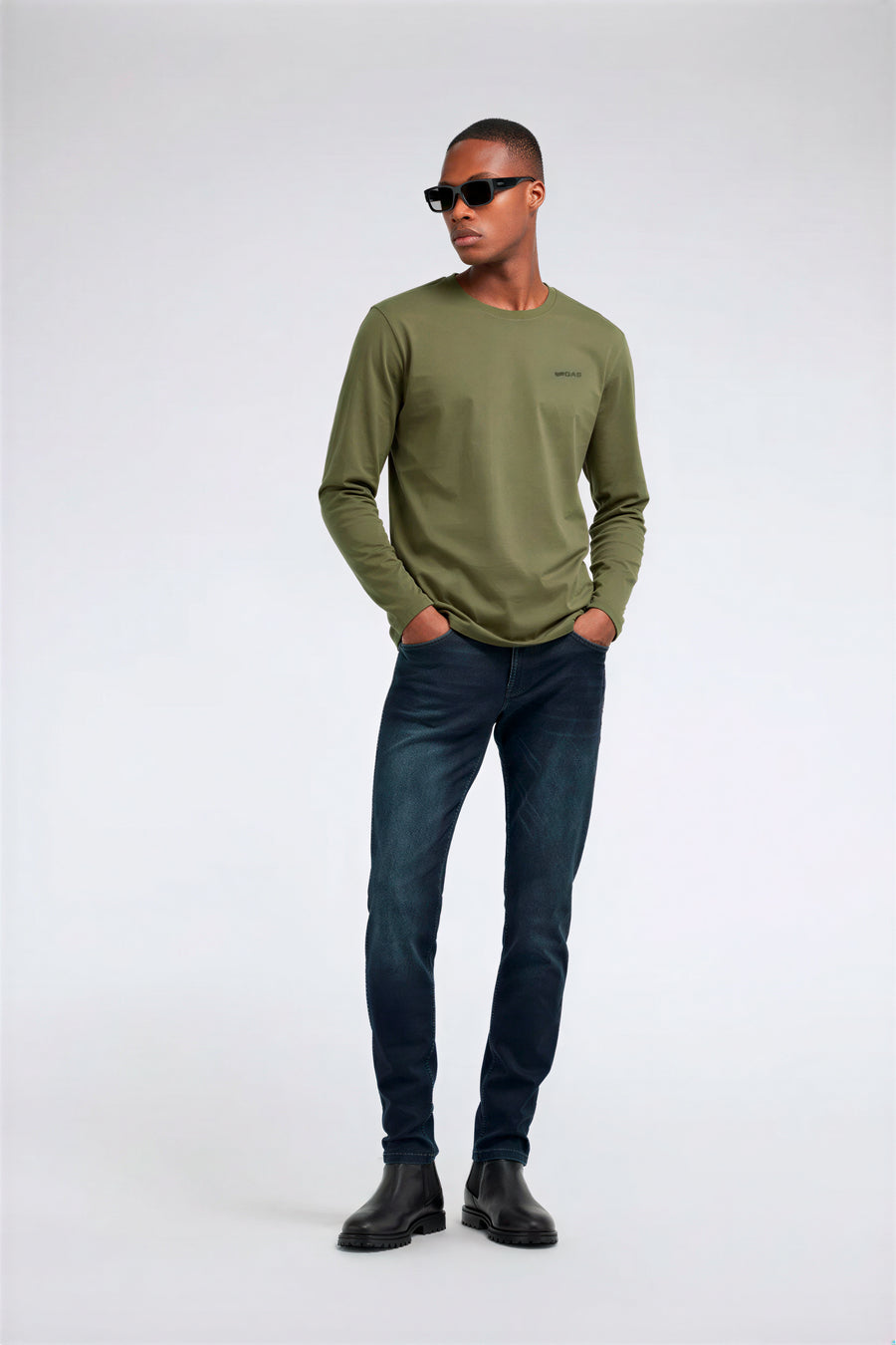 DHARIS M/L LOGO G. 3649 - Férfi póló regular fit zöld - main image