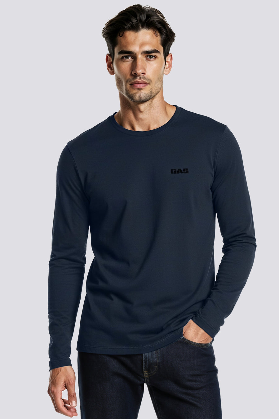 DHARIS M/L HER. 4706 - T-shirt homme manches longues Regular Fit bleu - main image