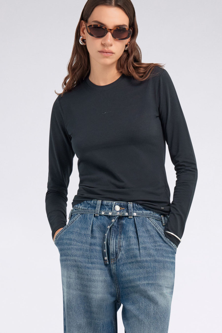 HANIKE M/L LOGO G.S. 0200 - T-shirt donna a manica lunga fit slim nero - main image