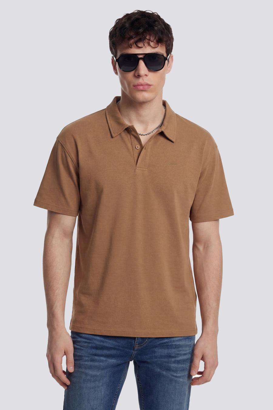 LIRTES/R TAPE 4856 - Men's brown regular fit polo - main image