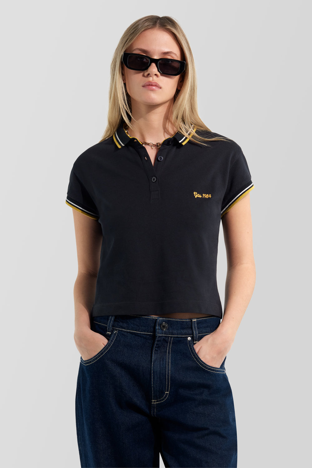 RAFFY M/C STRIPES 0200 - Polo donna slim fit nera - secondary image
