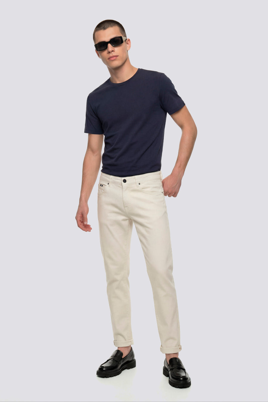 ALBERT SIMPLE REV 3006 - Pantaloni uomo slim fit bianchi - main image