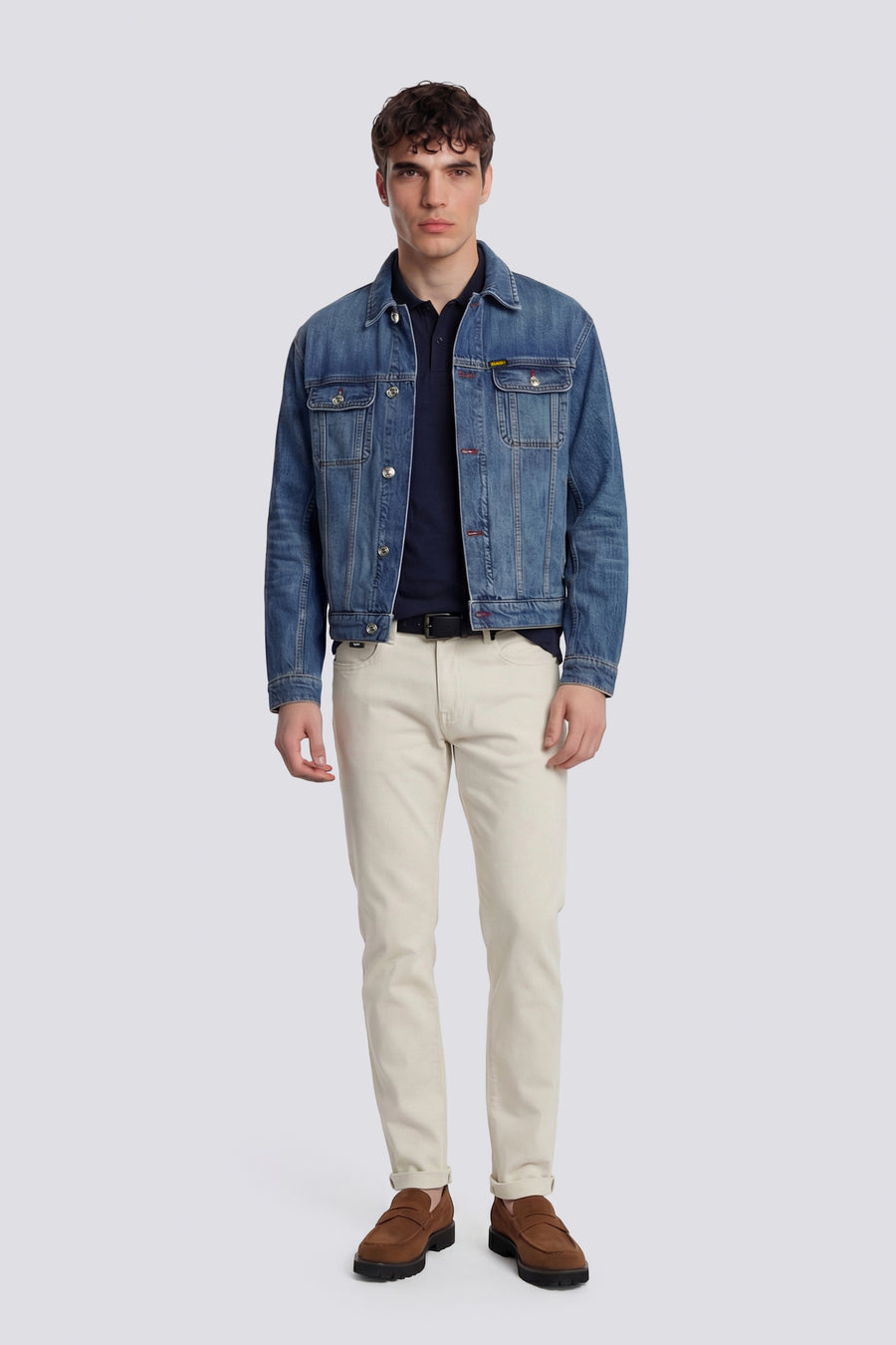 ALBERT SIMPLE REV 3006 - Men's white slim fit pants - main image