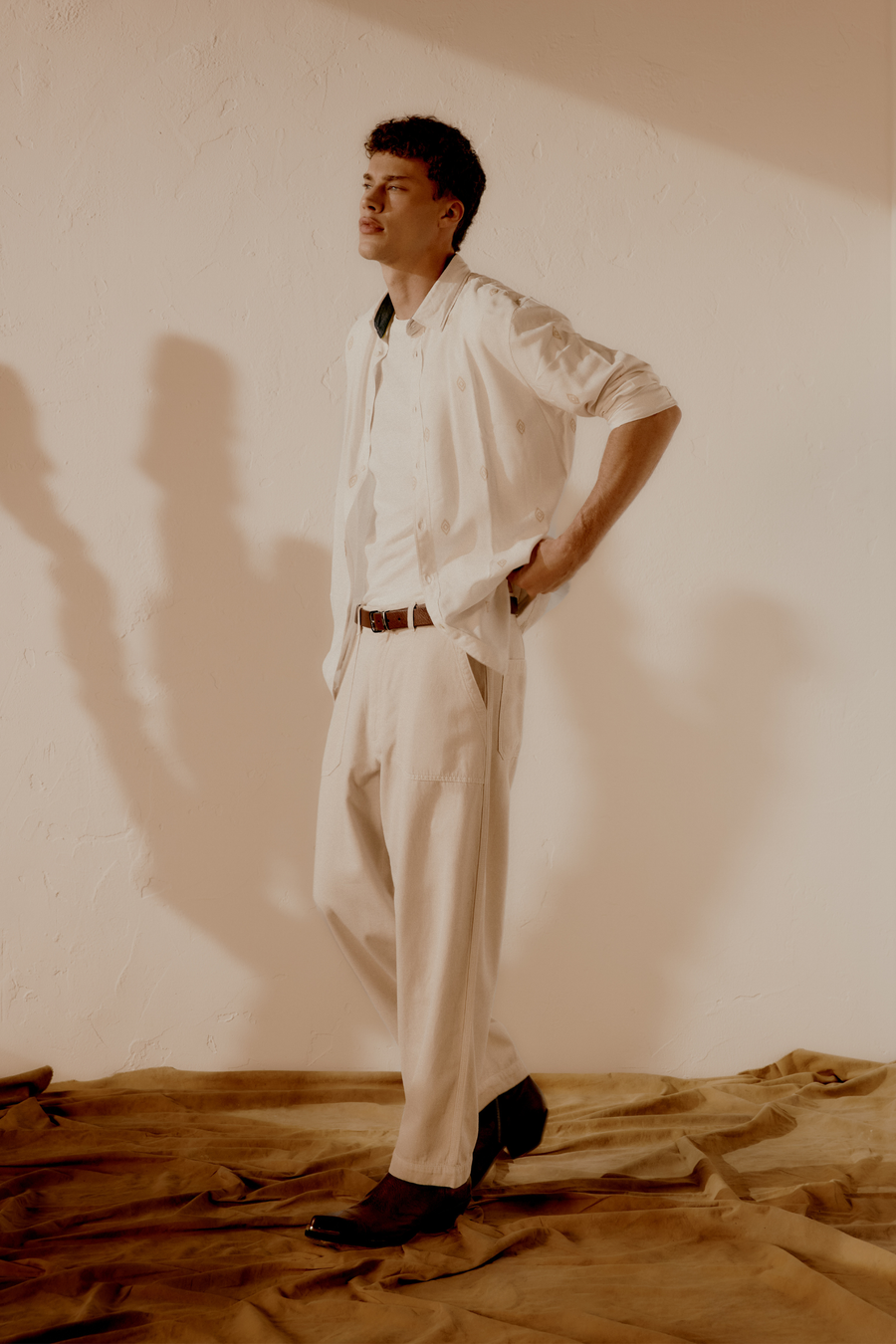 LUK FATIGUE 1583 - Pantaloni uomo baggy fit bianchi - main image