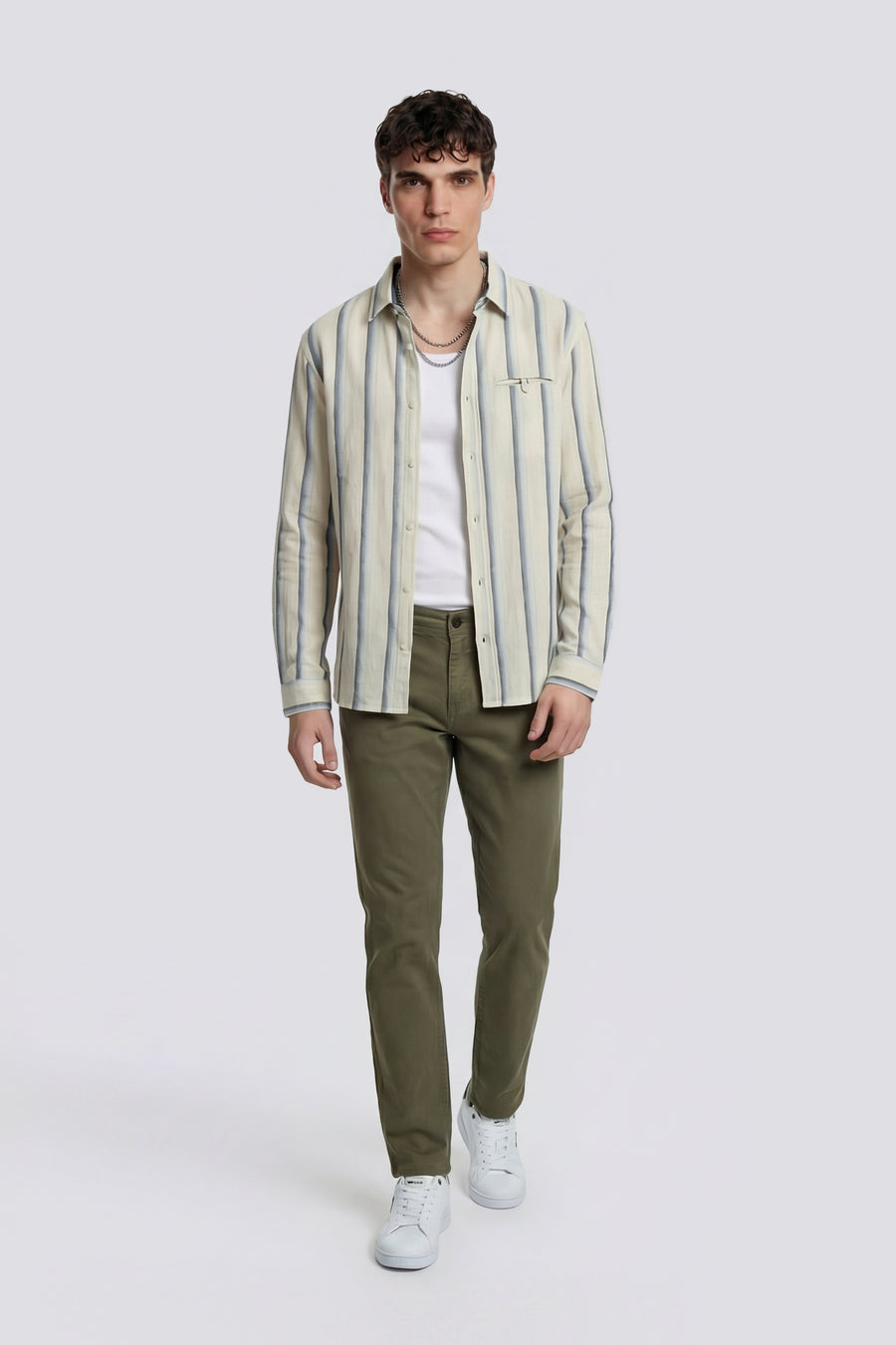 ALEX CHINO 3649 - Slim fit green chino pants - main image