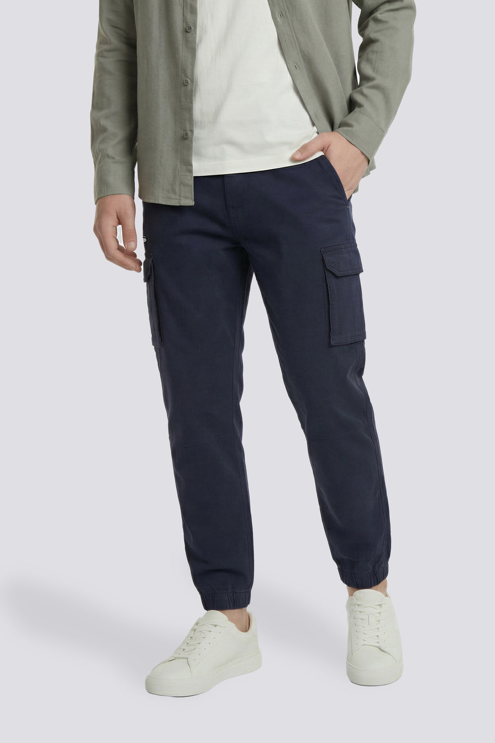 BOB GYM PKS W 4706 - Men's blue slim fit cargo pants - secondary image