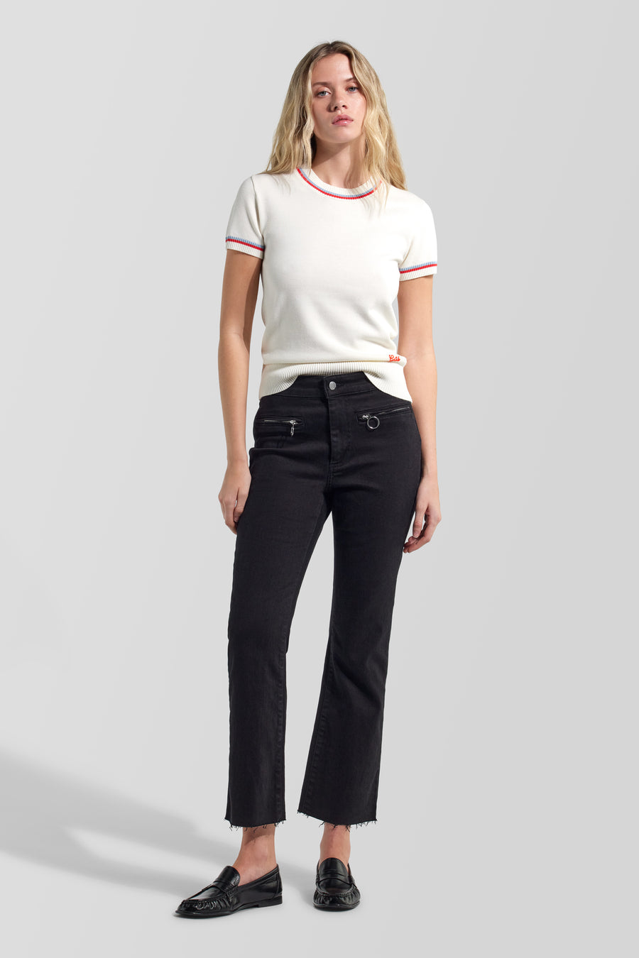 OTTAVIA CROP FLARE 0200 - Pantaloni donna flare cropped neri - main image