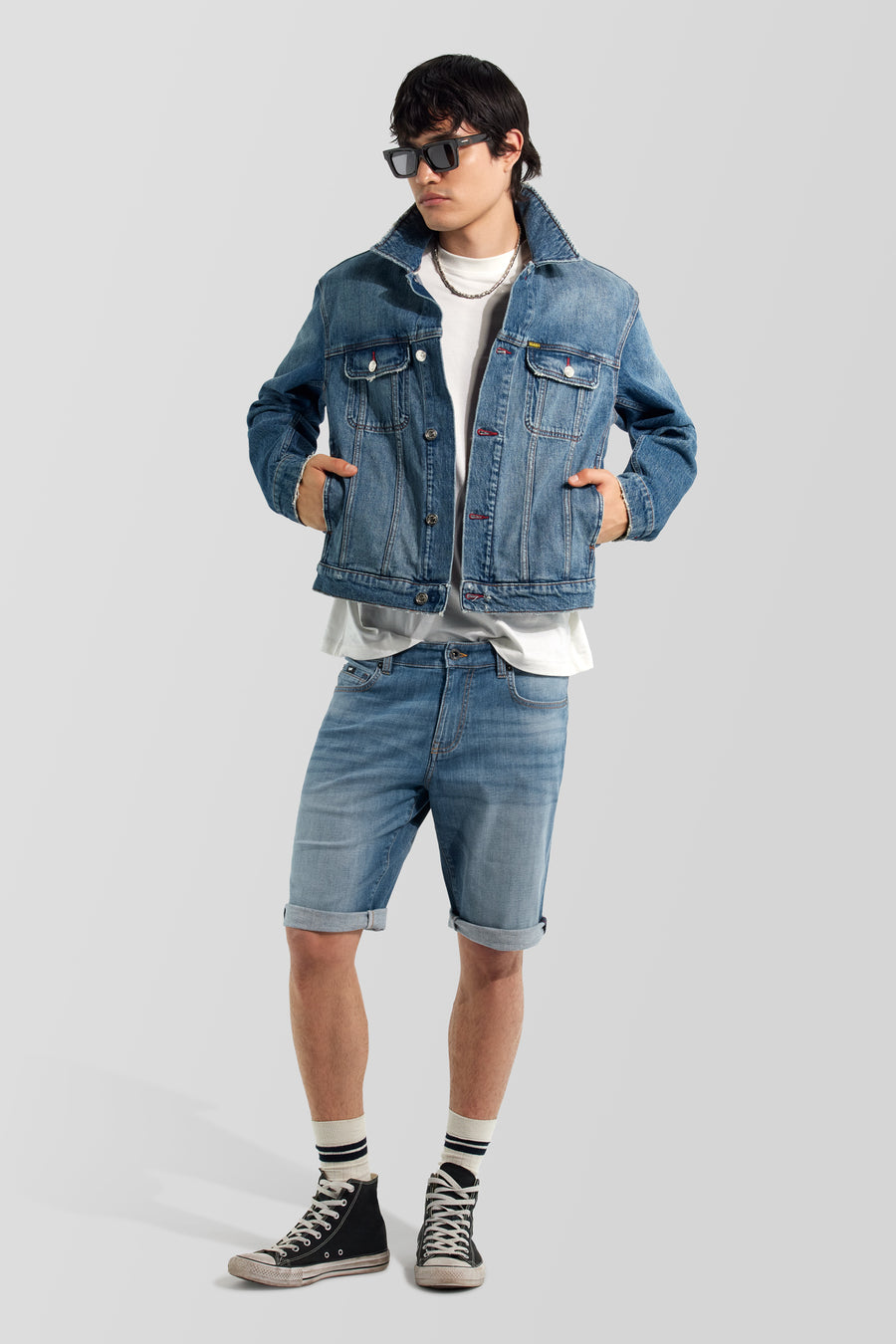 ALBERT SHORT REV 25MM - Men's slim fit denim shorts - main image