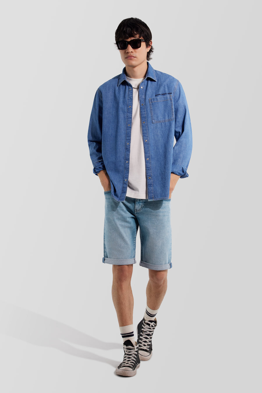 ALBERT SHORT REV 62ML - Men's slim fit denim shorts - main image