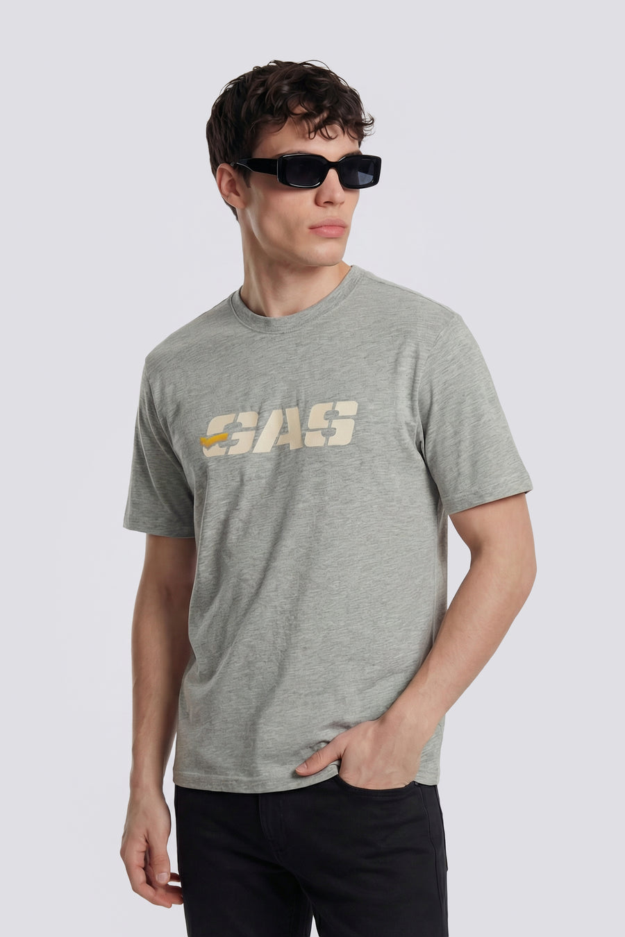DHARIS M/C HER.LOGO 2923 - Men's grey regular fit t-shirt - main image