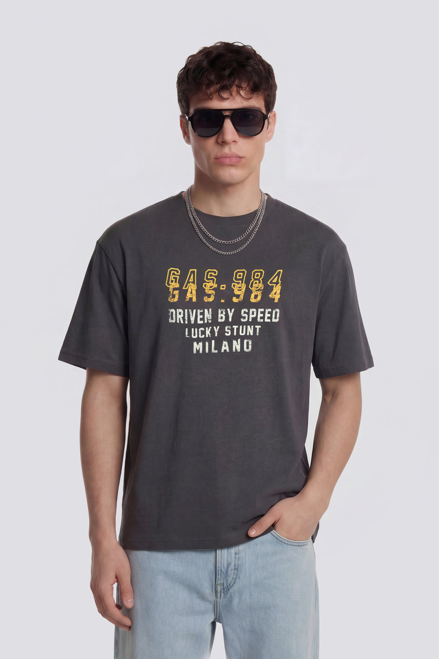 DHARIS M/C"DRIVEN" 3920 - Men's grey regular fit T-shirt - main image