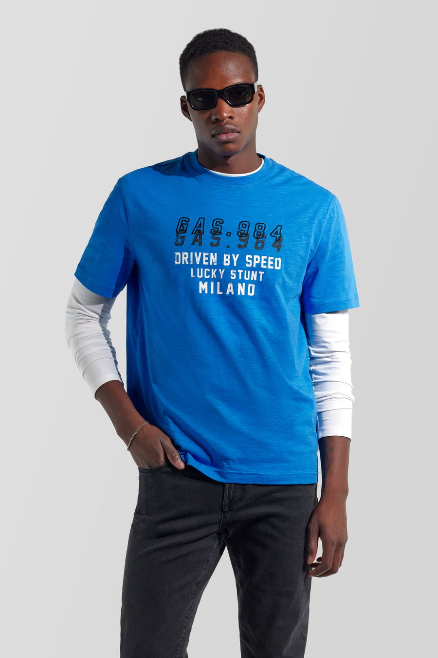 DHARIS M/C"DRIVEN" 4712 - T-shirt regular fit azzurra - main image