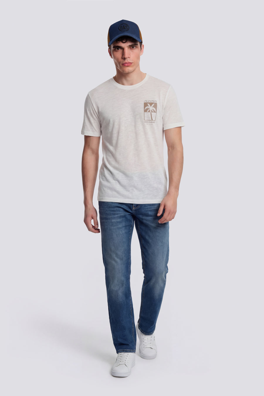 DHARIS M/C"DREAMING" 1583 - Men's regular fit white T-shirt - main image