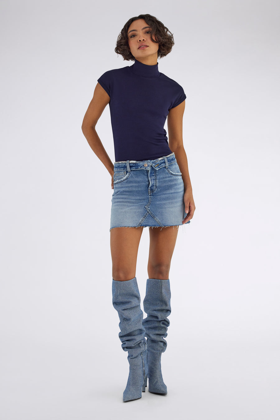 HANIS M/C COLLAR 4706 - T-shirt donna slim fit blu - main image