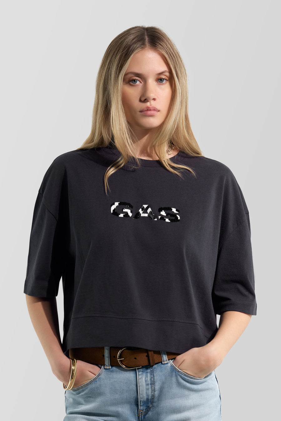 SADDY GAS 3929 - T-shirt donna regular fit nera - main image