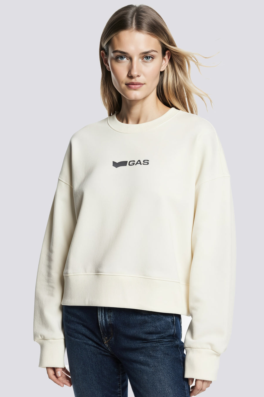 MALYS NEW  LOGO G.  1029 - Női fehér Comfort Fit pulóver - main image