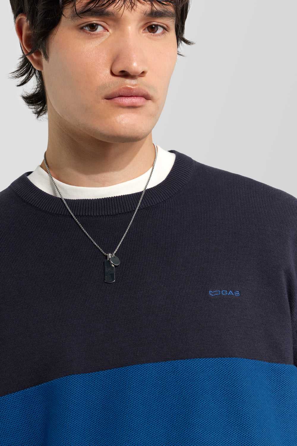 AVIER ROUND BACK BC99 - Pull homme coupe regular bleu - secondary image