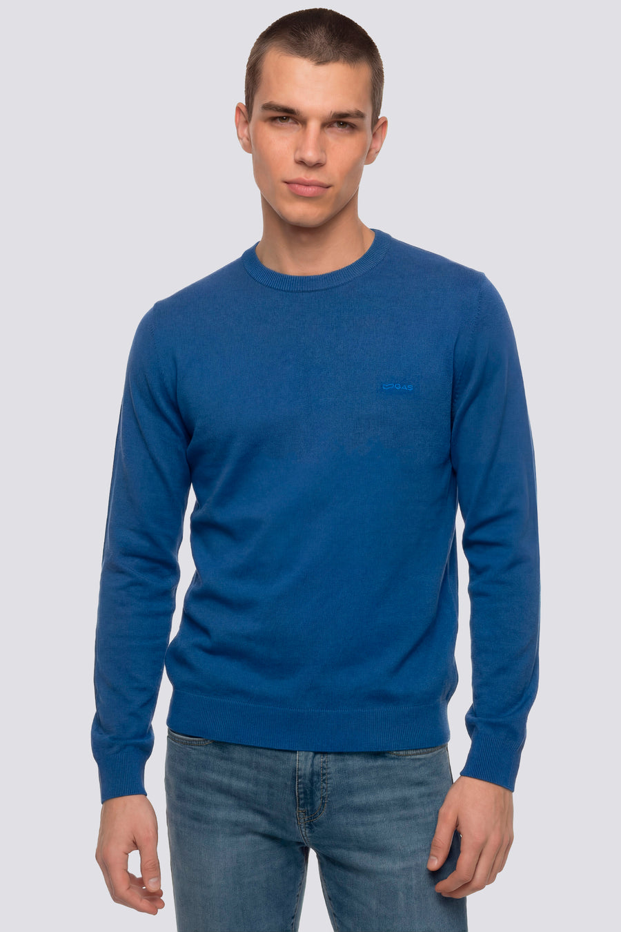 AVIER ROUND BACK 1721 - T-shirt homme coupe regular bleu électrique - main image