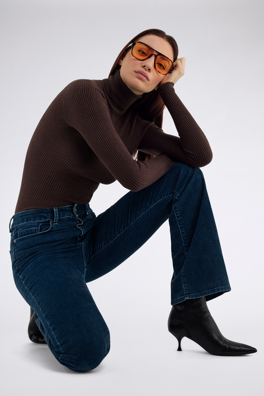 LUNA T NECK 4866 - Women's Slim Fit Brown Sweater - main image