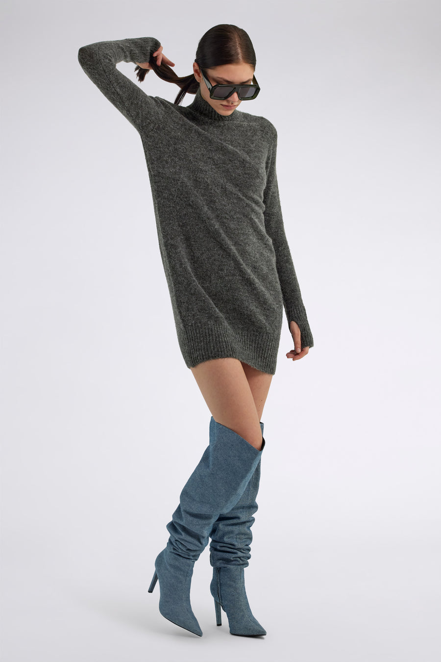 NINA DRESS 2937 - Women's gray knit dress - main image